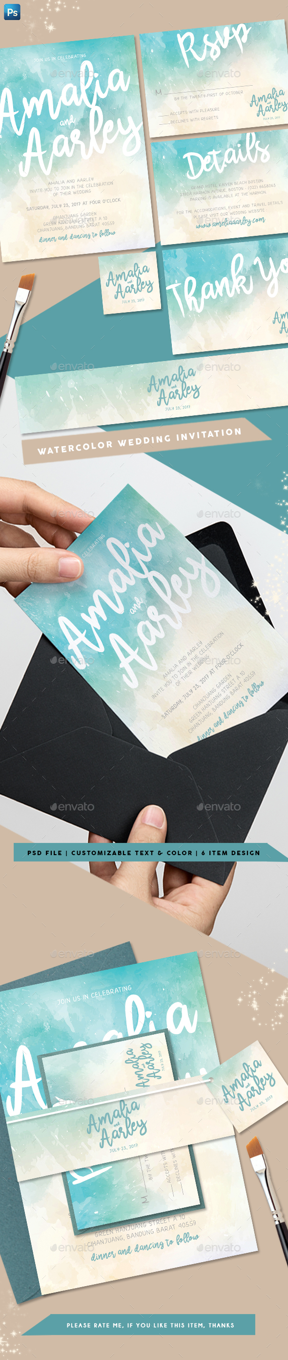 Watercolor Wedding Invitation - Weddings Cards & Invites
