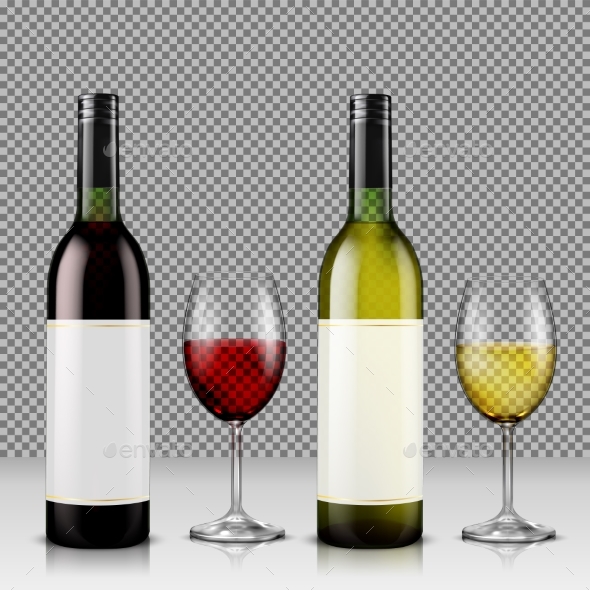 Set of Realistic Vector Illustration of Wine