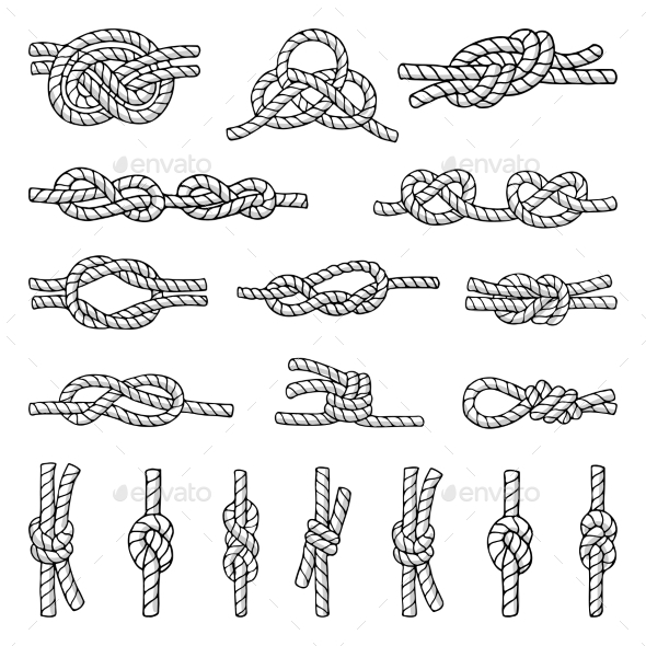 Illustrations of Different Nautical Knots - Man-made Objects Objects