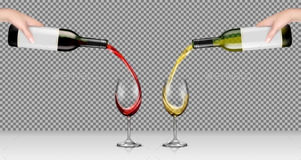 Hands Pouring Wine into Glass - Food Objects