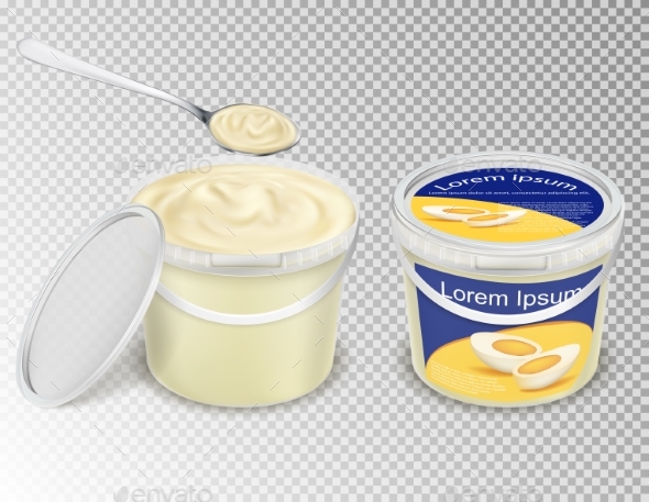 Vector Realistic Illustration of Plastic - Food Objects