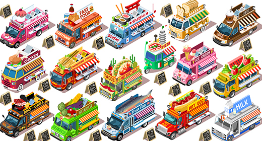 Street Food Truck 3D Vector Images