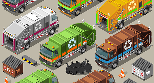 Trash Can Set 3D Isometric Vector Mega Collection