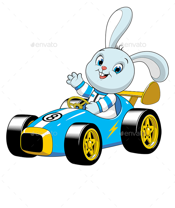 Bunny in a Sport Car - Animals Characters