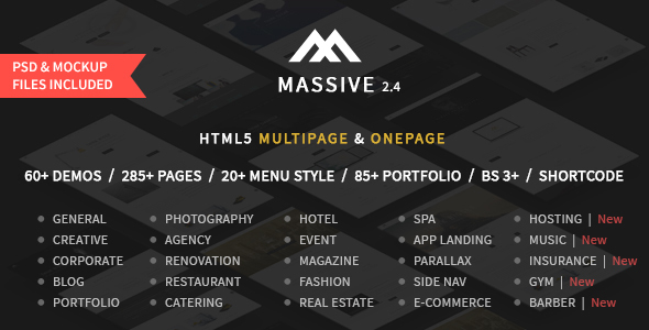 Massive - Responsive Multi-Purpose HTML5 Template - Corporate Site Templates