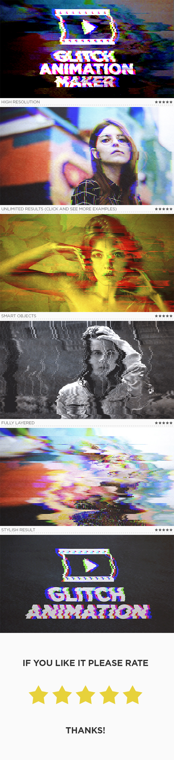 Glitch Animation Maker - Photo Effects Actions