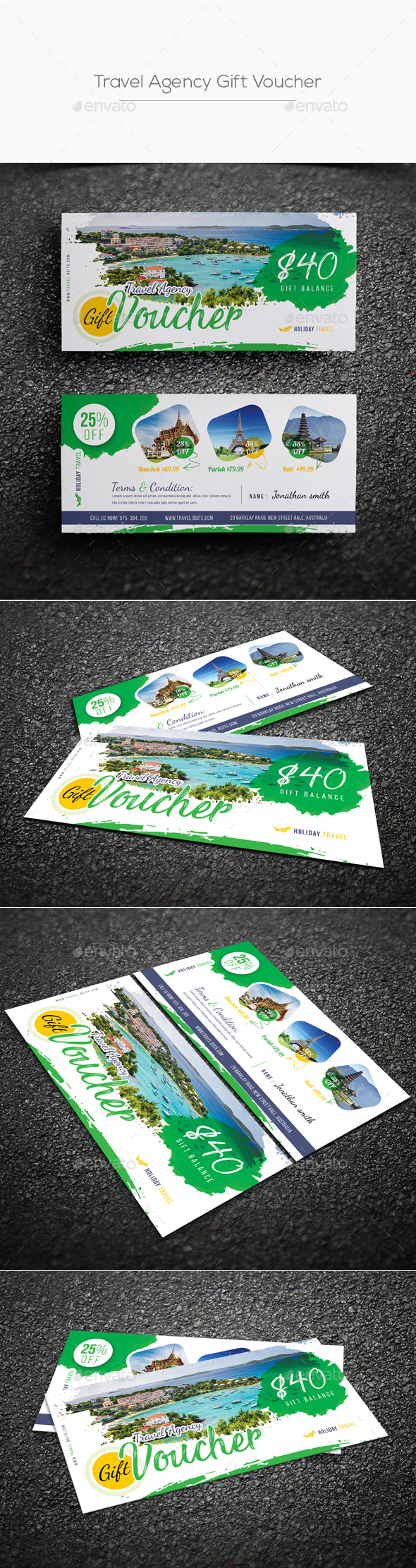 Travel Agency Gift Voucher - Cards & Invites Print Templates