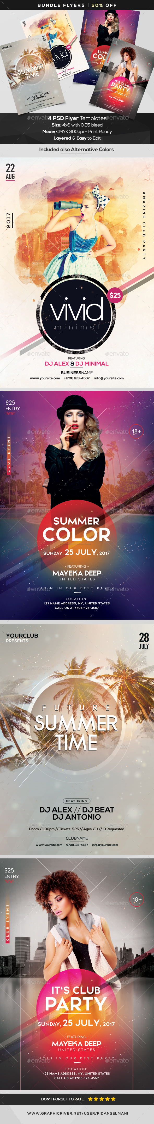 Bundle - 4 Event PSD Flyer Templates - Events Flyers