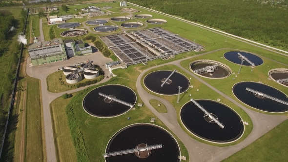 Flying Above Water Treatment Facility alt