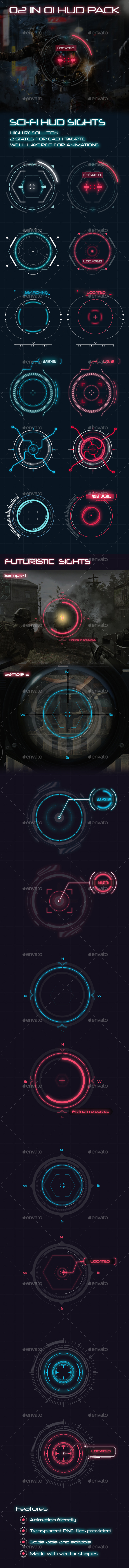 2 in 1 HUD Pack for Games - Miscellaneous Game Assets