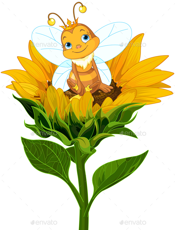GraphicRiver Queen Bee on Sunflower 20431822