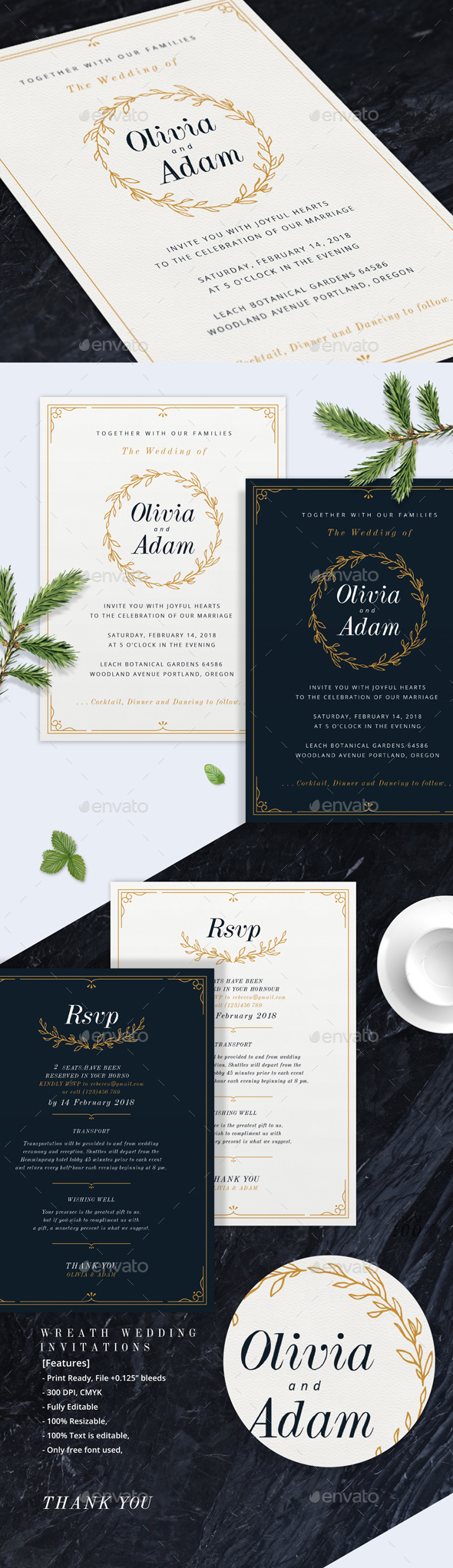Wreath Wedding Invitations - Weddings Cards & Invites