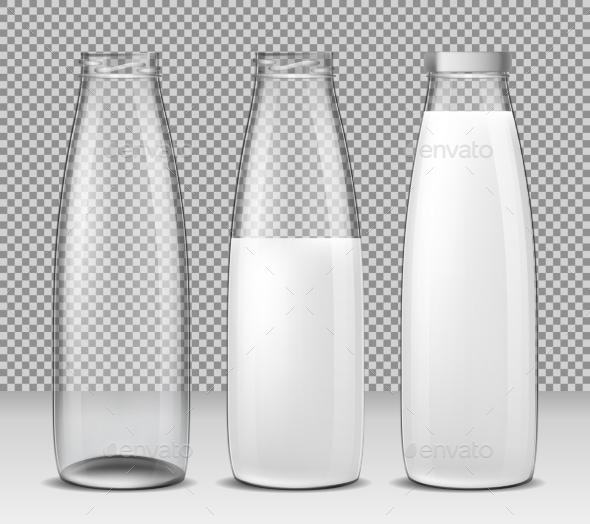 Set of Vector Isolated Illustrations, Icons, Glass - Food Objects