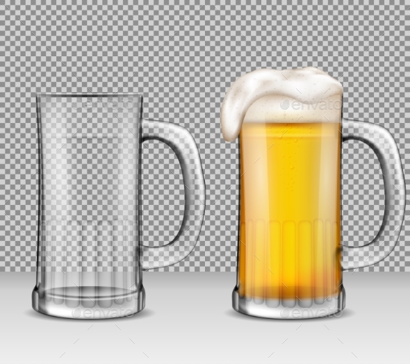 Vector Realistic Illustration of Two Transparent - Food Objects