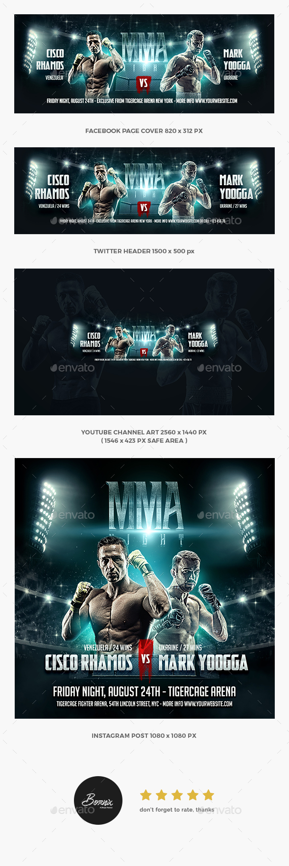 MMA Boxing Social Media Template - Social Media Web Elements