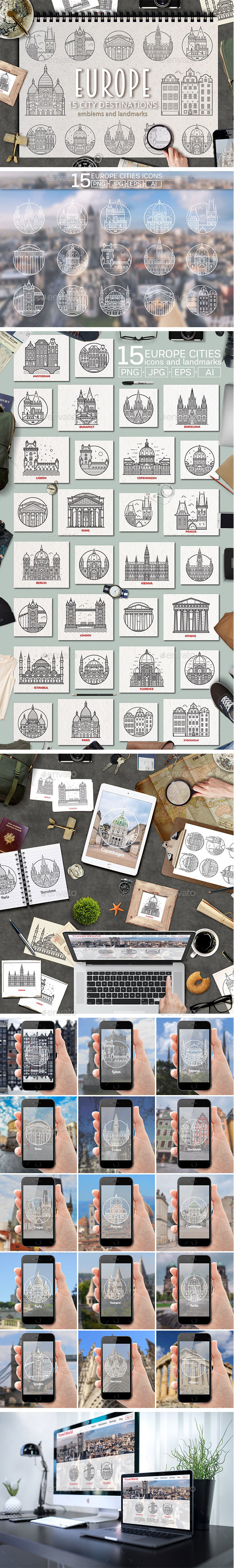 Travel Europe City Destinations - Buildings Objects