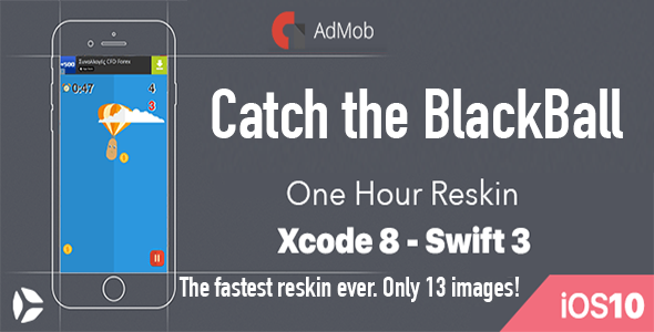Catch The Black Ball - One Hour Reskin - iOS 10 and Swift 3 ready