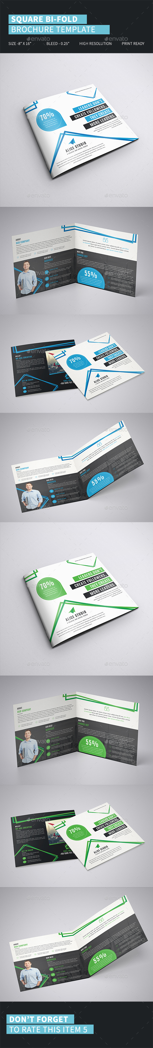 Square Bi-Fold Brochure Template - Corporate Brochures