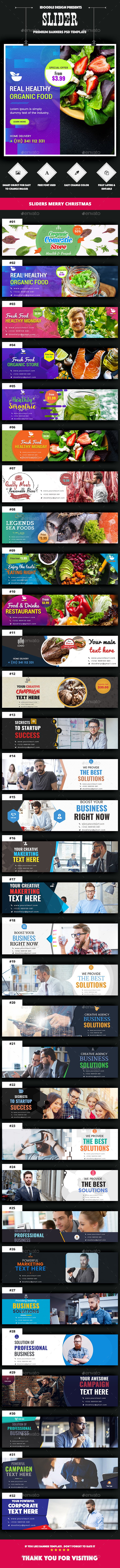 Multipurpose Slider - 32 PSD - Banners & Ads Web Elements