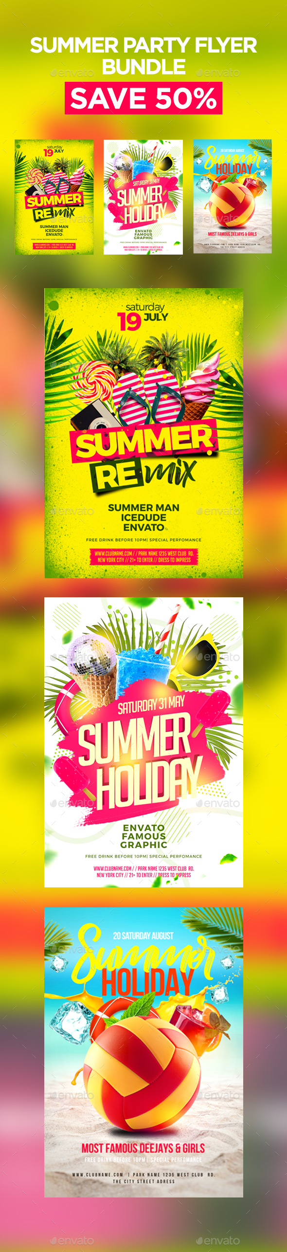 Summer Party Flyer Bundle - Clubs & Parties Events