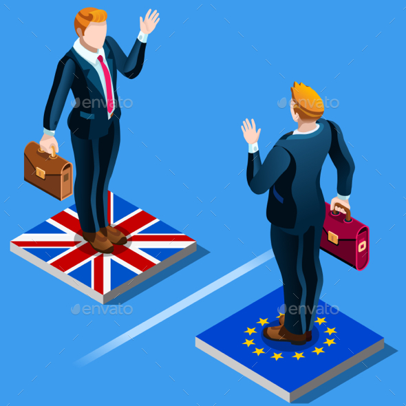 UK United Kingdom Brexit from the EU European Union infographics - People Characters