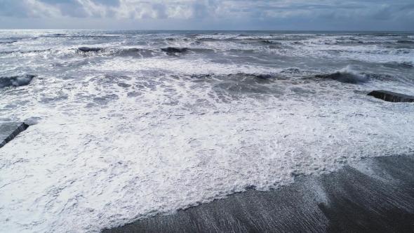 Sea Waves Breaking on Shore