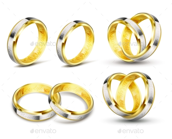Set of Realistic Vector Illustrations of Rings - Man-made Objects Objects