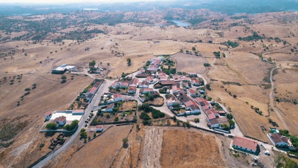 Aerial View Red Tiled Roofs Typical Village
