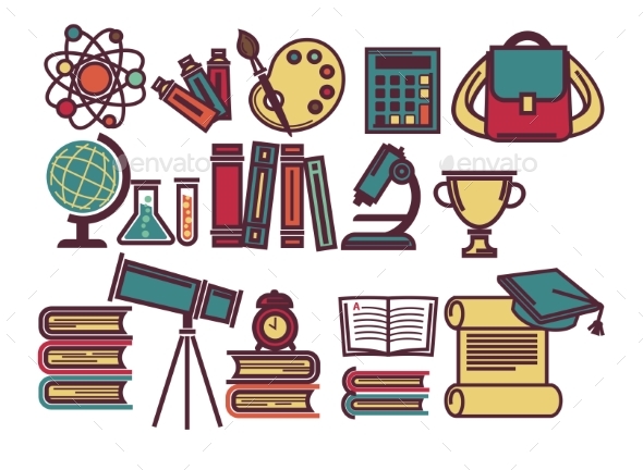 School Lessons Items and Sicence Education - Technology Conceptual