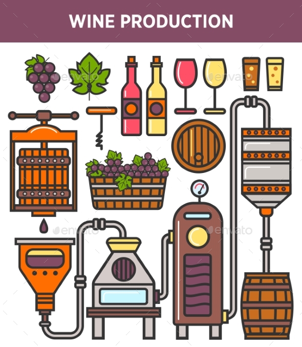 Wine Production Factory or Winery Winemaking - Food Objects