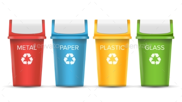 Colorful Recycle Trash Bins Vector. - Objects Vectors