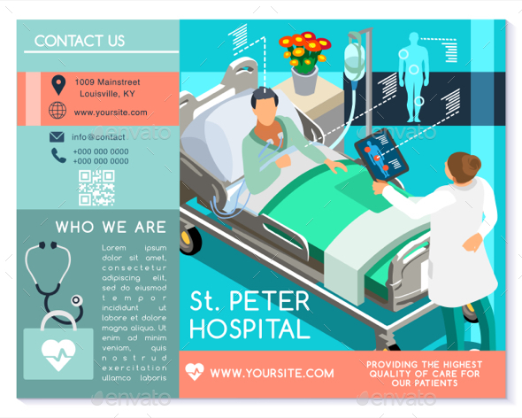 Vector Hospital Trifold Info Brochure Medical Clinic Template - Vectors