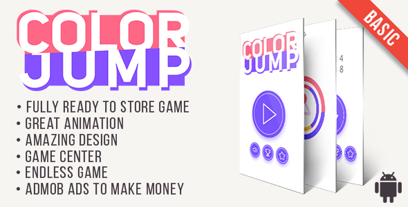 Color Jump (Basic) - Fun Arcade Game Android Template + easy to reskine + AdMob