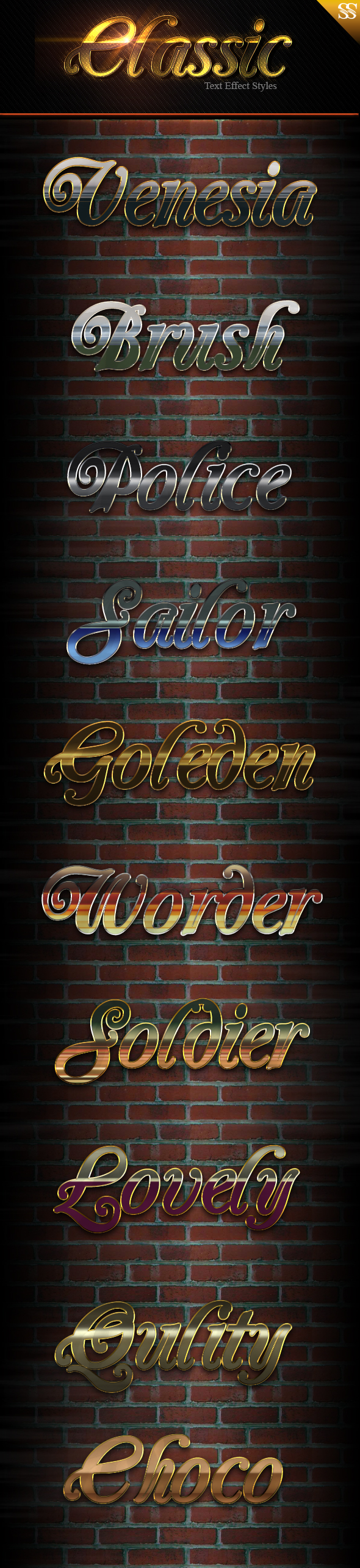Classic Text Effect Styles - Text Effects Styles