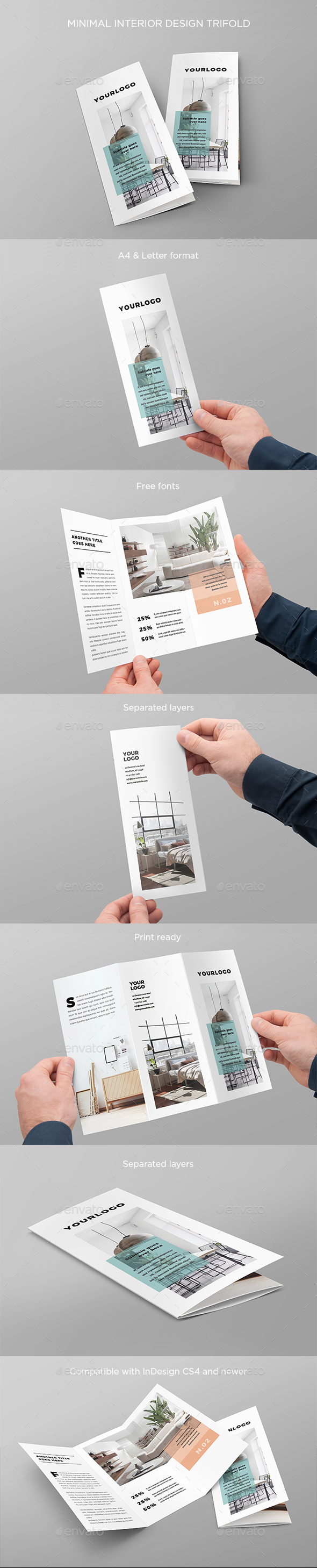 Minimal Interior Design Trifold - Brochures Print Templates
