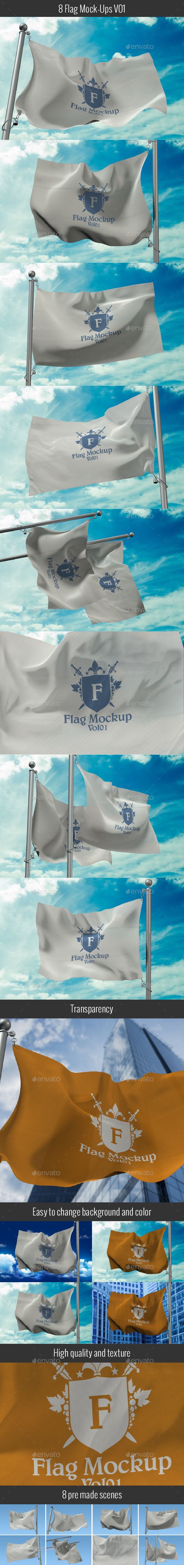 8 Flag Mock Ups - Miscellaneous Print