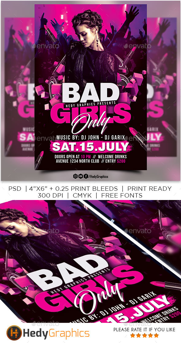 Bad Girls Only Flyer - Clubs & Parties Events