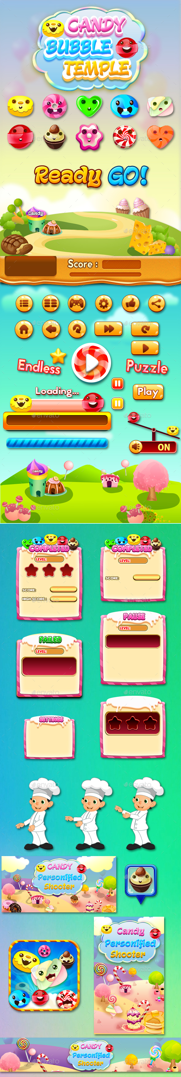 Bubble Shooter Unity Asset Reskin : Candy Bubble Temple - Game Kits Game Assets