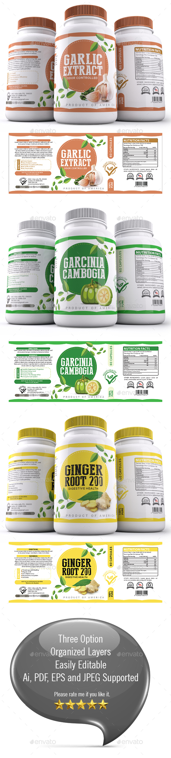 Supplement Label Template - 021 - Packaging Print Templates