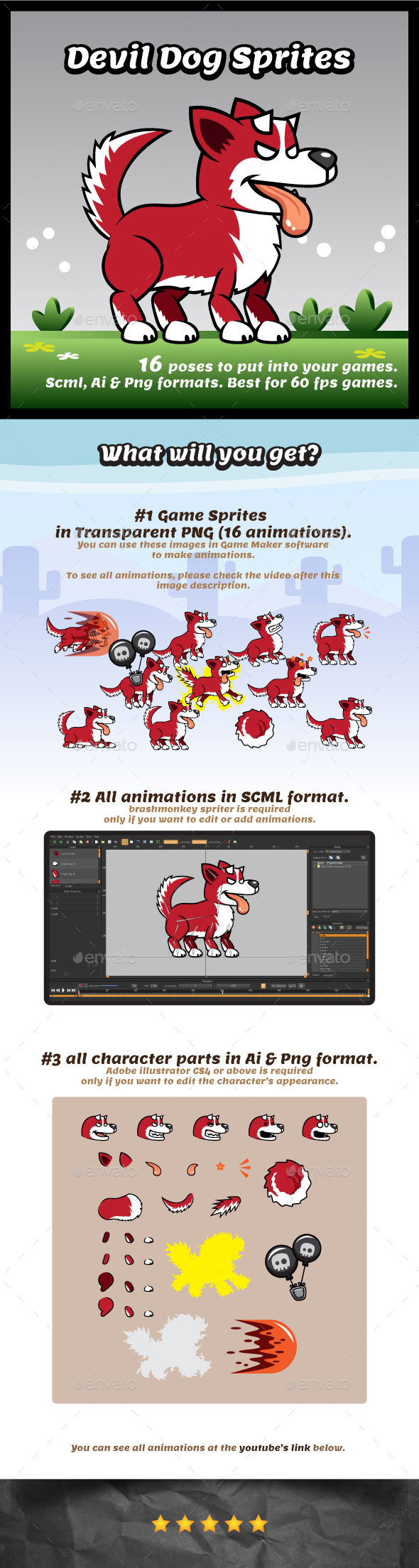 Devil Dog Game Character Sprites - Sprites Game Assets