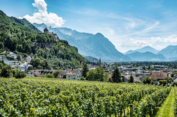 Vaduz town, the capital of Liechtenstein, Europe - Stock Photo - Images