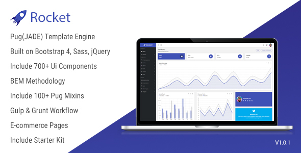 Rocket - Bootstrap 4 Admin Template + Pug(JADE) Template Engine + BEM