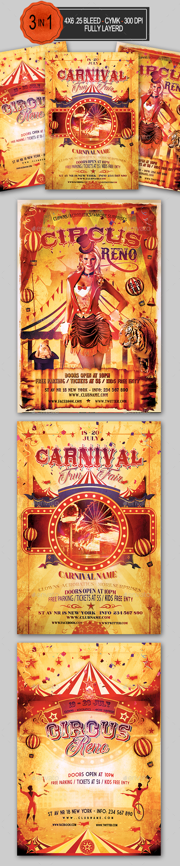 Circus and Carnival Flyer Bundle - Events Flyers