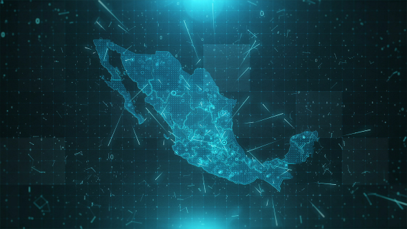 Mexico Map Background Cities Connections 4K