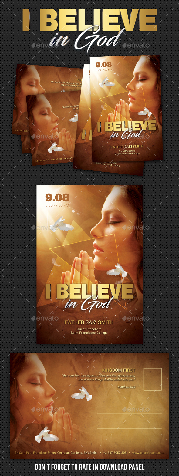Believe In God Postcard - Cards & Invites Print Templates