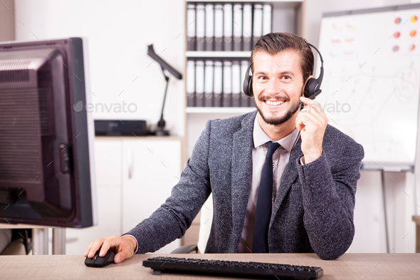 Smiling worker from Customer service support in the office