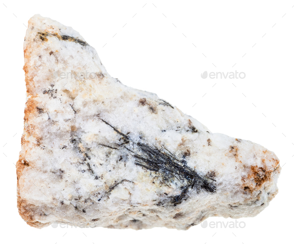 Ludwigite stone inclusion in rock isolated - Stock Photo - Images