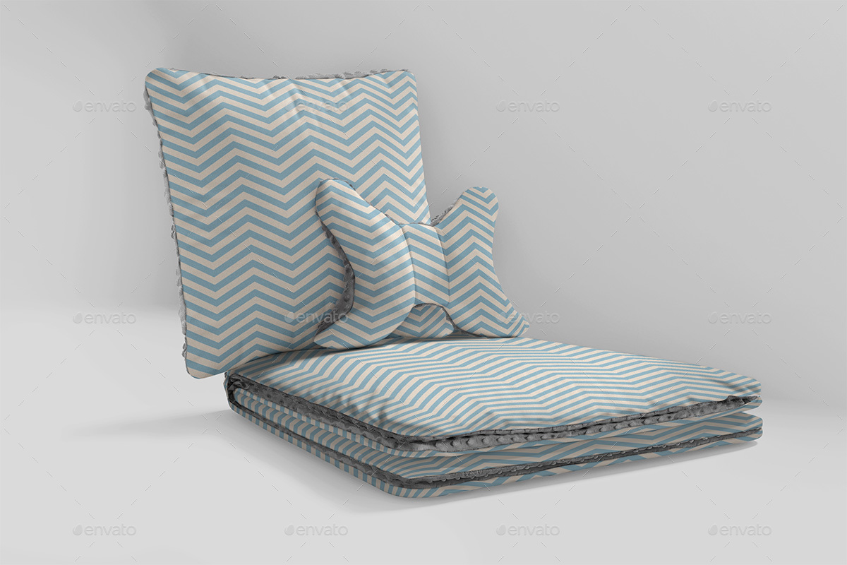 Download Minky Pillows and Blanket Pattern Design Mock-up Set by ...