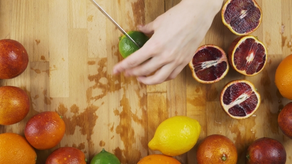 Lime on a Wooden Table