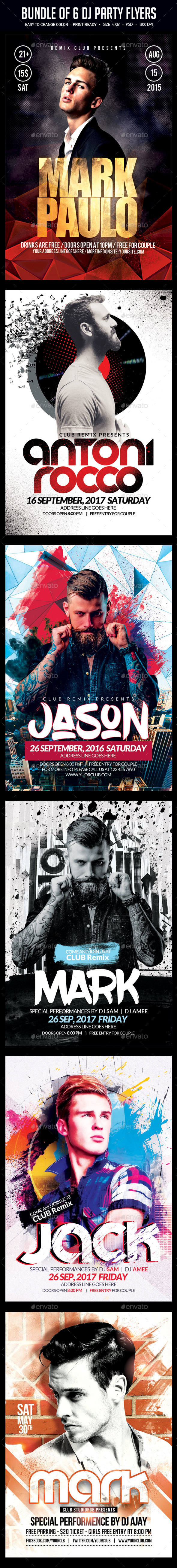 Bundle of 6 Guest Dj Flyers - Clubs & Parties Events